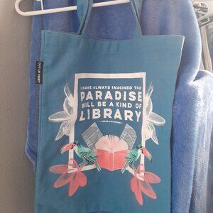 OUT OF PRINT LIGHT BLUE CANVA LIBRARY BAG